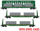 Micro Trains Line 983 02 261 N 60' Centerbeam & 2 61'8" Bulkhead Flatcars w/Ingot Load -- Burlington Northern
