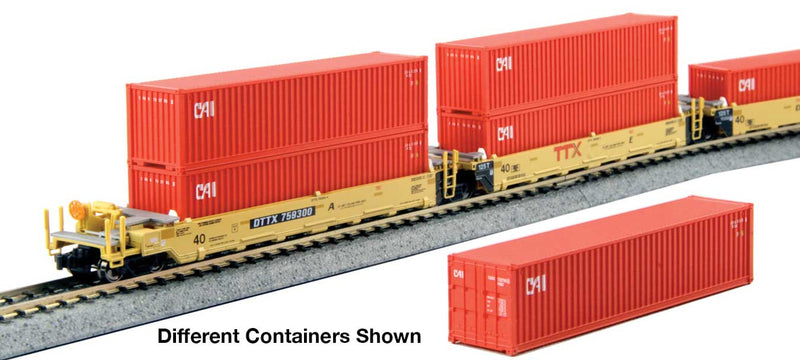 Kato 106-6212 Gunderson Maxi-I 5-Unit Container Well Car w/40' Containers - Ready to Run -- TTX