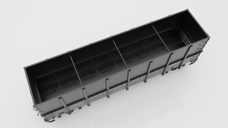 PREORDER Rapido 163006A HO NP 40' Drop-Bottom Gondola - Ready to Run -- Northern Pacific (1966 Scheme, black, white)