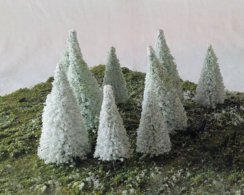 Rock Island Hobby 024200 Snow-Covered Dense Pine Trees, 3.2"-4.3" (12-Pack)