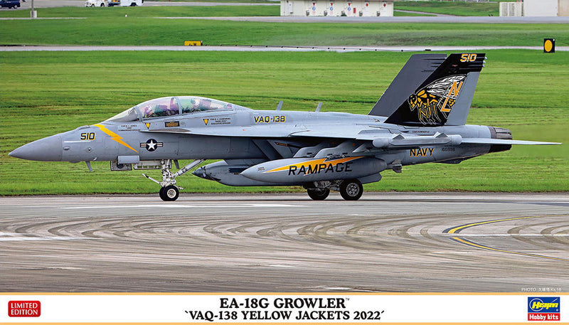 Hasegawa Models 2461 EA-18G Growler “VAQ-138 Yellow Jackets 2022” 1:72 SCALE MODEL KIT