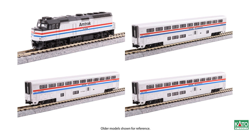 PREORDER Kato N 1063530-1 F40PH & Superliner Set with Lighting, Amtrak Phase III (4-Pack) | 225