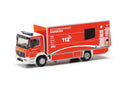 Herpa Models 091473 HO Mercedes-Benz Atego Box-Body Ambulance - Assembled -- Hamburg, Germany, Fire Department (red, white, German Lettering)
