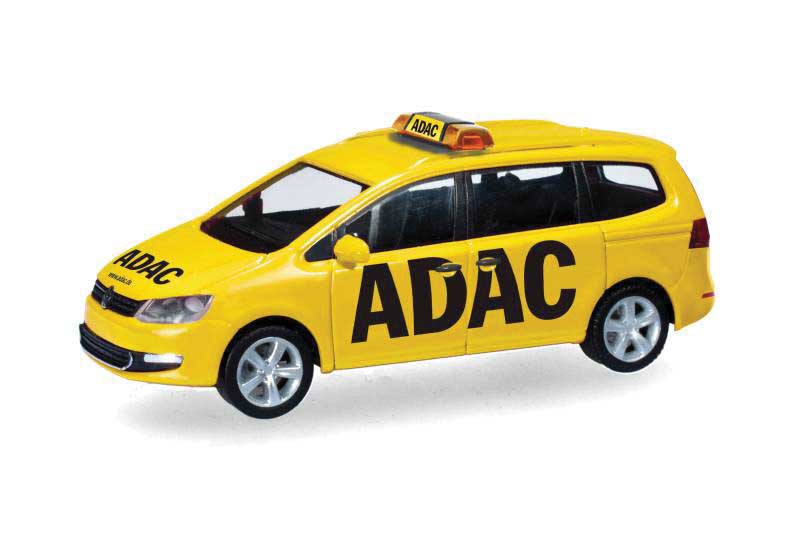 Herpa Models 092524 HO Volkswagen Sharan Passenger Van - Assembled -- ADAC (yellow, black, German lettering)