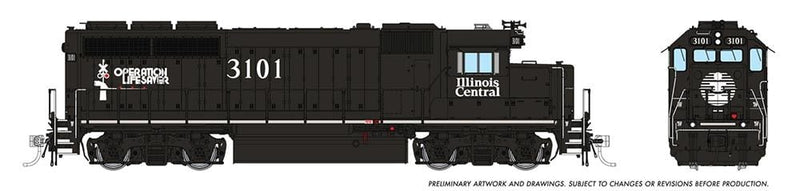 PREORDER Rapido 040007 HO EMD GP40 (DC/Silent): Illinois Central: