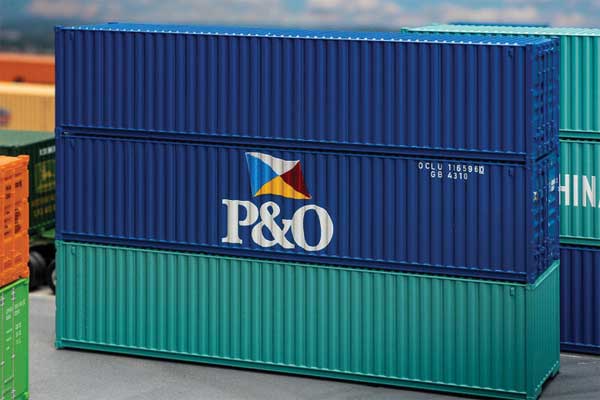 Faller Gmbh 182104 40' Container - Assembled -- P&O (blue, white, red, yellow), HO Scale