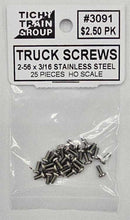 Tichy Train Group HO 3091 Stainless Steel Truck Screws for HO Freight Cars, Self-Tapping 2-56 x 3/16" (25)
