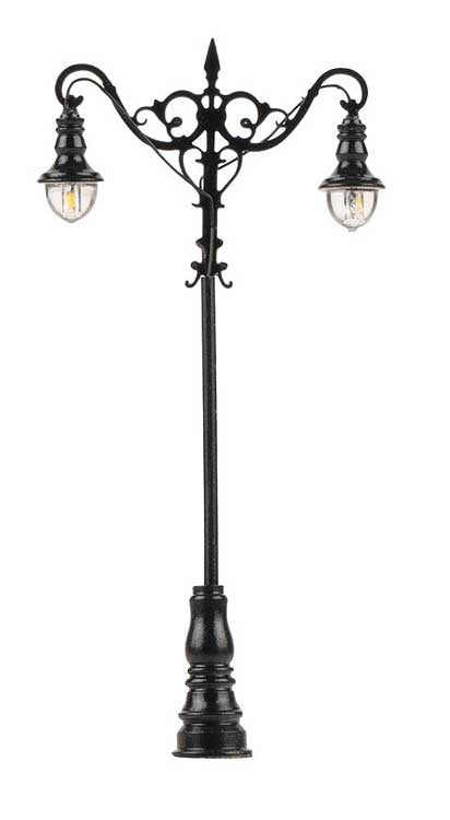 Faller HO 180206 LED Double Suspended Ball Lamp Park Light on Mast, Adjustable Height 2-15/16" (1)