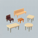 Faller N 272440 Furniture, 7 Tables 24 Chairs & 12 Benches
