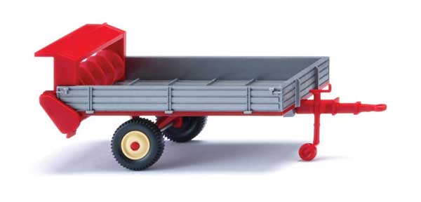 Wiking HO 88704 1949-1960 Fortuna Manure Spreader Trailer, Silver, Red