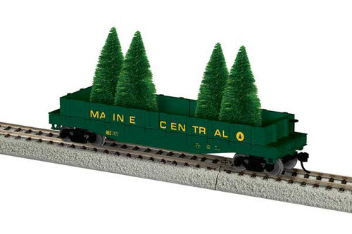 Lionel HO 2454090 40' Flatcar with Wood Sides (Gondola) & Tree Load, Maine Central