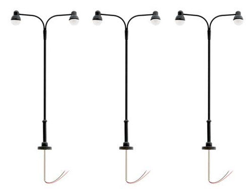 Lionel HO 2456050 Double-Arm Globe Warm White LED Street Light/Lamp Black Mast (3)