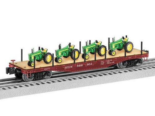 Lionel O 2426140 40' Flatcar with Tractor Load, 3-Rail, Milwaukee Road
