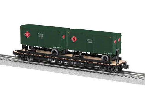 Lionel O 2426730 PS-4 50' TOFC Flatcar with 2 20' Piggyback Trailers, 3-Rail, Railway Express Agency