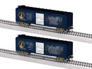 PREORDER Lionel HO 2-664130 40' Steel Flat-End Boxcar, Ben Franklin (blue, white)