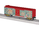 PREORDER Lionel HO 2-654310 40' Steel Flat-End Boxcar with Sound, Ready-to-Run, 250th Celebration of America (blue, red, Uncle Sam & Fireworks)