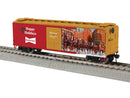 PREORDER Lionel HO 2-654360 40' Steel Flat-End Plug-Door Reefer/Boxcar, Anheuser-Busch (Happy Holidays, red, gold, Clydesdales Scene)