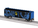 PREORDER Lionel HO 2-654420 40' Steel Flat-End Boxcar, Batman (Glow in the Dark, black, blue)