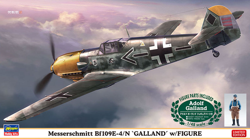 Hasegawa Models 7500 Messerschmitt Bf109E-4/N “Garland” w/figure 1:48 SCALE MODEL KIT