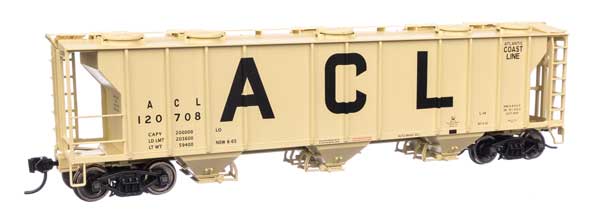 WalthersMainline 910-7040 HO 50' Pullman-Standard PS-2 2893 3-Bay Covered Hopper - Ready to Run - Atlantic Coast Line