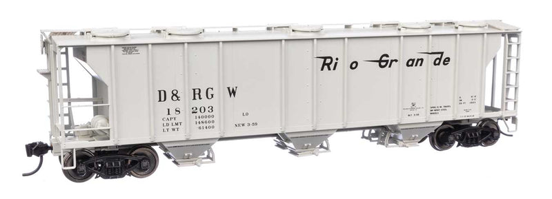 WalthersMainline 910-7054 HO 50' Pullman-Standard PS-2 2893 3-Bay Covered Hopper - Ready to Run - Denver & Rio Grande Western(TM)