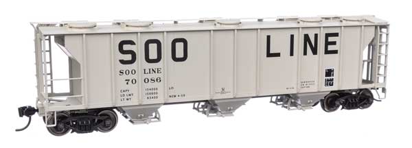 WalthersMainline 910-7057 HO 50' Pullman-Standard PS-2 2893 3-Bay Covered Hopper - Ready to Run - Soo Line