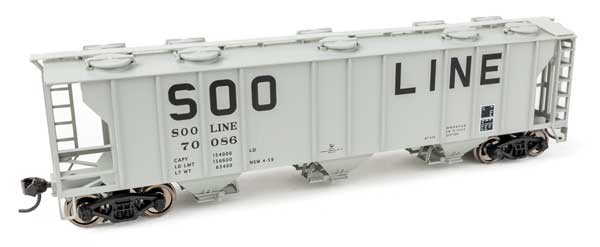 WalthersMainline 910-7057 HO 50' Pullman-Standard PS-2 2893 3-Bay Covered Hopper - Ready to Run - Soo Line