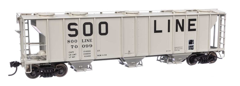 WalthersMainline 910-7059 HO 50' Pullman-Standard PS-2 2893 3-Bay Covered Hopper - Ready to Run - Soo Line