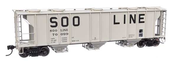 WalthersMainline 910-7059 HO 50' Pullman-Standard PS-2 2893 3-Bay Covered Hopper - Ready to Run - Soo Line