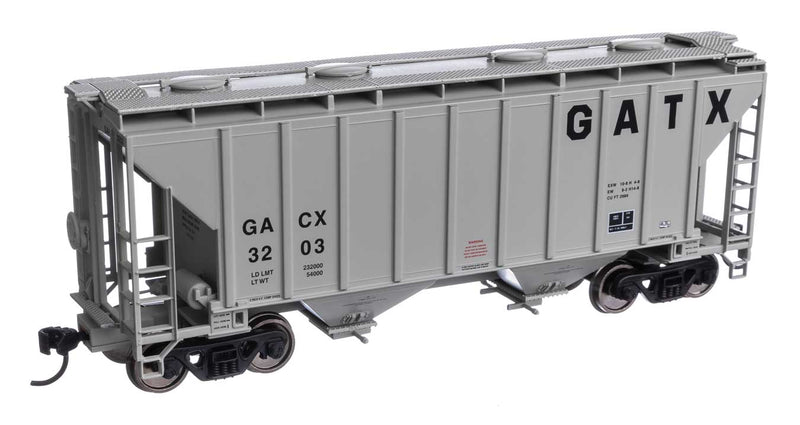 WalthersMainline 910-7986  37' 2980 Cubic-Foot 2-Bay Covered Hopper - Ready to Run -- GATX Corporation GACX