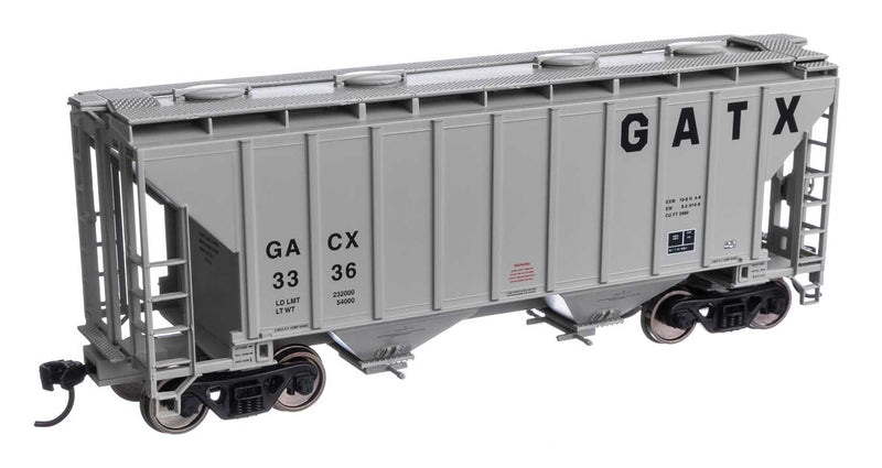 WalthersMainline 910-7989  37' 2980 Cubic-Foot 2-Bay Covered Hopper - Ready to Run -- GATX Corporation GACX