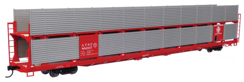 WalthersMainline 910-8101 89' Flatcar w/Bi-Level Shielded Auto Rack - Ready to Run -- Santa Fe Rack & Flatcar