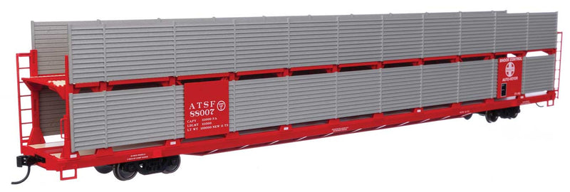 WalthersMainline 910-8101 89' Flatcar w/Bi-Level Shielded Auto Rack - Ready to Run -- Santa Fe Rack & Flatcar