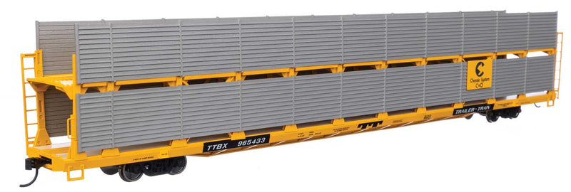 WalthersMainline 910-8106 89' Flatcar w/Bi-Level Shielded Auto Rack - Ready to Run -- Chesapeake & Ohio Rack / Trailer-Train Flatcar TTBX