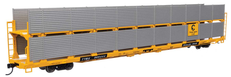 WalthersMainline 910-8107 89' Flatcar w/Bi-Level Shielded Auto Rack - Ready to Run -- Chesapeake & Ohio Rack / Trailer-Train Flatcar TTBX