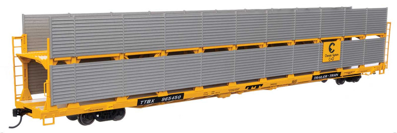 WalthersMainline 910-8108 89' Flatcar w/Bi-Level Shielded Auto Rack - Ready to Run -- Chesapeake & Ohio Rack / Trailer-Train Flatcar TTBX