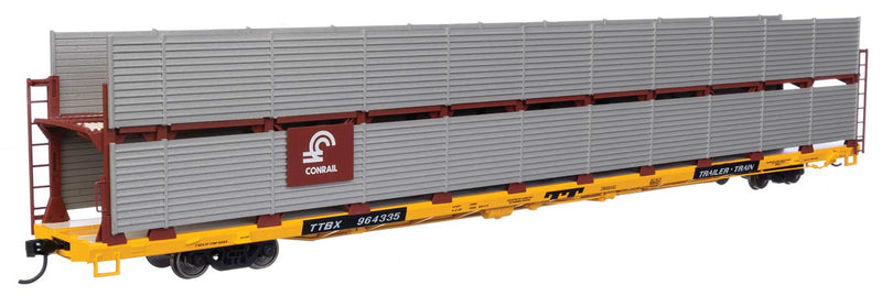 WalthersMainline 910-8109 89' Flatcar w/Bi-Level Shielded Auto Rack - Ready to Run -- Conrail Rack / Trailer-Train Flatcar TTBX