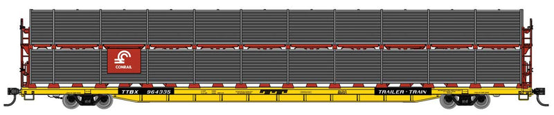 WalthersMainline 910-8110 89' Flatcar w/Bi-Level Shielded Auto Rack - Ready to Run -- Conrail Rack / Trailer-Train Flatcar TTBX