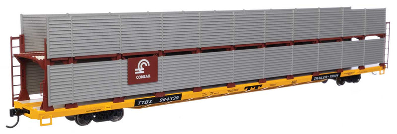 WalthersMainline 910-8109 89' Flatcar w/Bi-Level Shielded Auto Rack - Ready to Run -- Conrail Rack / Trailer-Train Flatcar TTBX