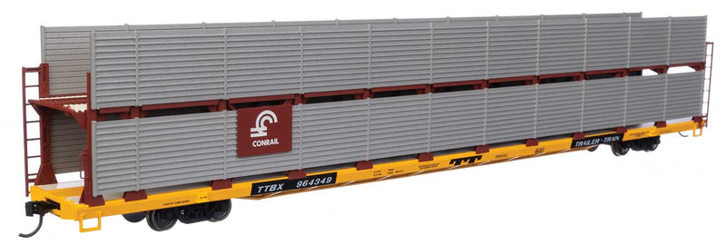 WalthersMainline 910-8111 89' Flatcar w/Bi-Level Shielded Auto Rack - Ready to Run -- Conrail Rack / Trailer-Train Flatcar TTBX