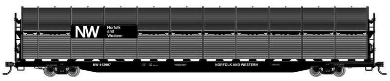 WalthersMainline 910-8122 89' Flatcar w/Bi-Level Shielded Auto Rack - Ready to Run -- Norfolk & Western Rack & Flatcar