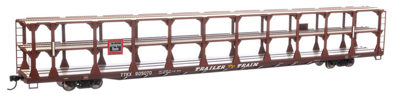 WalthersMainline 910-8201 89' Flatcar w/Tri-Level Open Auto Rack - Ready to Run -- Chicago, Burlington & Quincy Rack Trailer-Train Flatcar TTKX