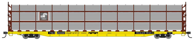 WalthersMainline 910-8312 89' Flatcar w/Tri-Level Shielded Auto Rack - Ready to Run -- Conrail
