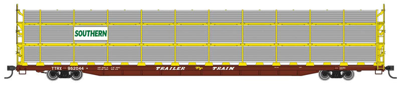 WalthersMainline 910-8321 89' Flatcar w/Tri-Level Shielded Auto Rack - Ready to Run -- Southern