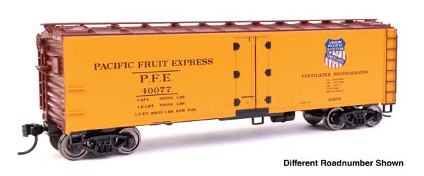 PREORDER WalthersMainline 910-41414 HO 40' Steel Refrigerator Car with Dreadnaught Ends Pacific Fruit Express (Overland)
