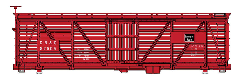 PREORDER WalthersMainline 910-41451 HO 40' Wood Stock Car - Ready to Run -- Chicago, Burlington & Quincy