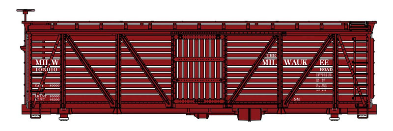 PREORDER WalthersMainline 910-41459 HO 40' Wood Stock Car - Ready to Run -- Milwaukee Road