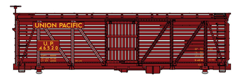 PREORDER WalthersMainline 910-41471 HO 40' Wood Stock Car - Ready to Run -- Union Pacific(R)