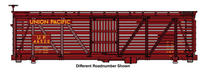 PREORDER WalthersMainline 910-41472 HO 40' Wood Stock Car - Ready to Run -- Union Pacific(R)