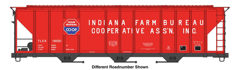 PREORDER WalthersMainline 910-49415 HO 50' Pullman-Standard PS2-CD 4427 3-Bay Covered Hopper - Ready to Run -- Indiana Farm Bureau TLCX